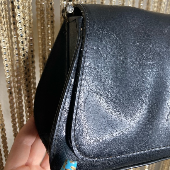 Y2k vintage black Liz Claiborne faux leather baguette bag handbag shoulder purse - Picture 3 of 11